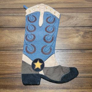 Holiday Home Western Boot Christmas Stocking - NWT